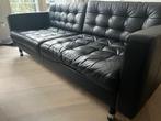 Zwarte leren Ikea Landskrona zitbank met fauteuil, Ophalen, Gebruikt, Rechte bank, 200 tot 250 cm