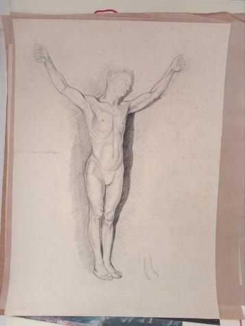 Tekening van een man in de houding van Jezus aan het Kruis  beschikbaar voor biedingen