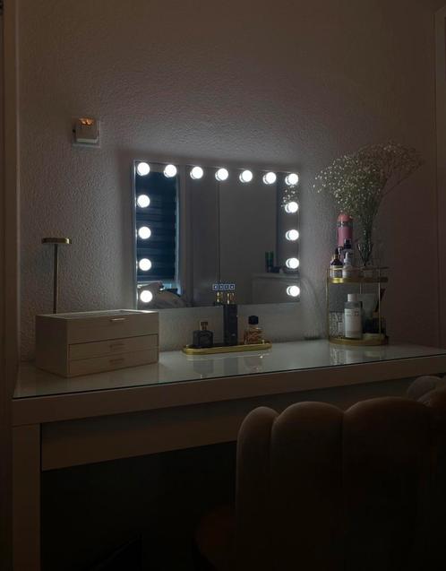 Hollywood make-upspiegel, Huis en Inrichting, Woonaccessoires | Spiegels, Zo goed als nieuw, Minder dan 100 cm, Rechthoekig, Ophalen