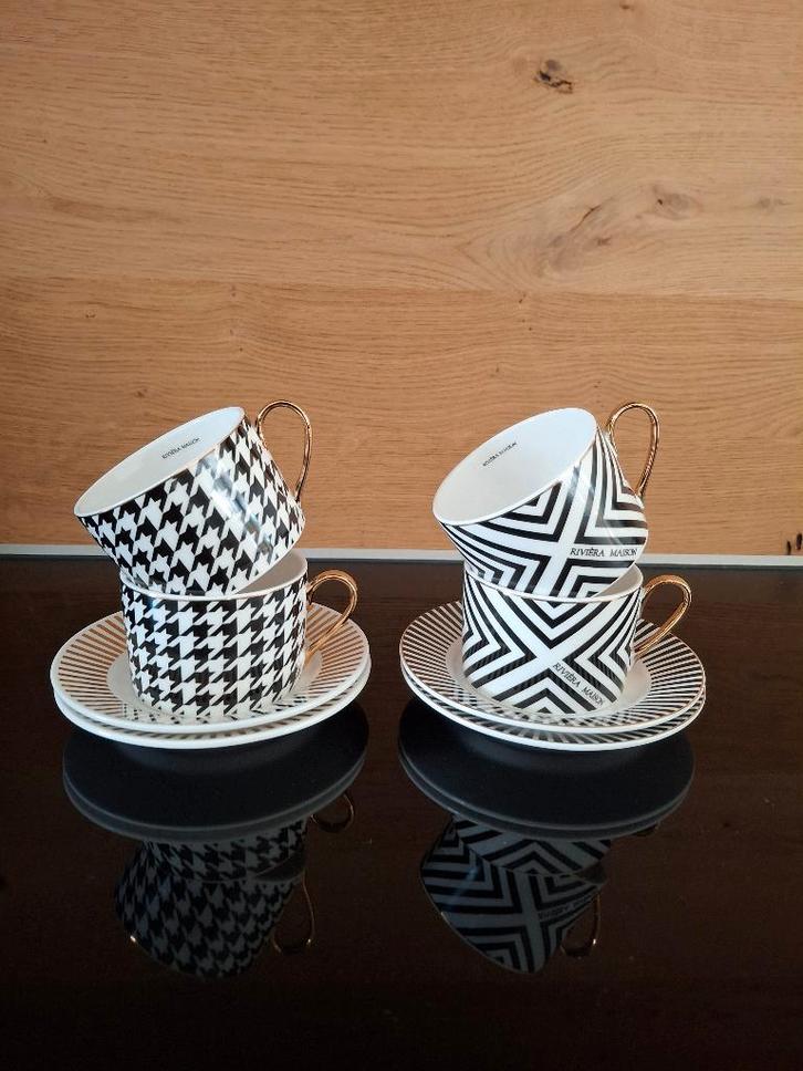 Chique kop en schotels Riviera Maison, Huis en Inrichting, Keuken | Servies, Zo goed als nieuw, Kop(pen) en/of Schotel(s), Overige stijlen