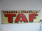 EMAILLE RECLAMEBORD"TAF CIGARES-CIGARILLOS"UIT 1937, Ophalen, Gebruikt, Reclamebord