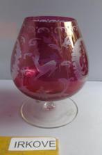 GEGRAVEERD GROOT COGNAC GLAS * Roze *, Verzenden