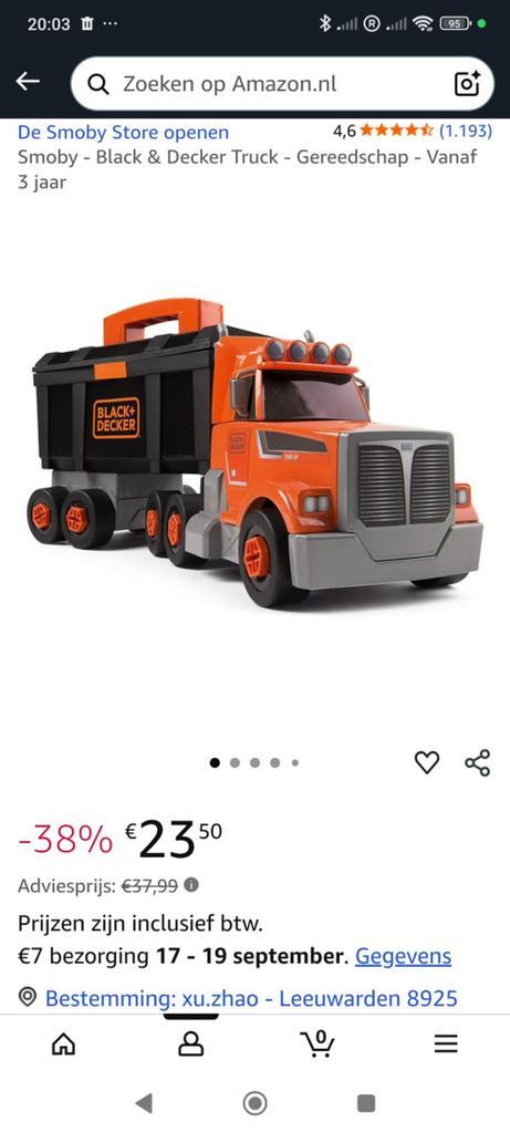 Speelgoed Smoby Black & Decker Truck 3+, Kinderen en Baby's, Speelgoed | Overig, Nieuw, Jongen, Ophalen of Verzenden