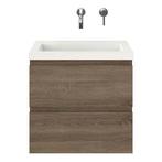 Porto slim 60 onderkast wastafel Grey oak 2 lades (1), Ophalen, Nieuw, 50 tot 100 cm, Minder dan 100 cm