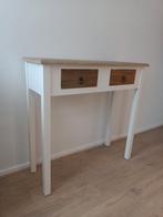 Sidetable hout, wit, met 2 lades., Huis en Inrichting, Tafels | Sidetables, Ophalen, Zo goed als nieuw, 25 tot 50 cm, Rechthoekig