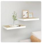 2x zwevend wandschap wandrek wandplank eiken en wit nieuw, Huis en Inrichting, Woonaccessoires | Wandplanken en Boekenplanken
