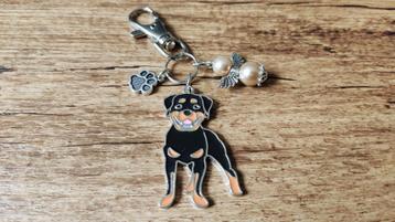 Tas/Sleutelhanger groot Rottweiler emaille guardian angel beschikbaar voor biedingen
