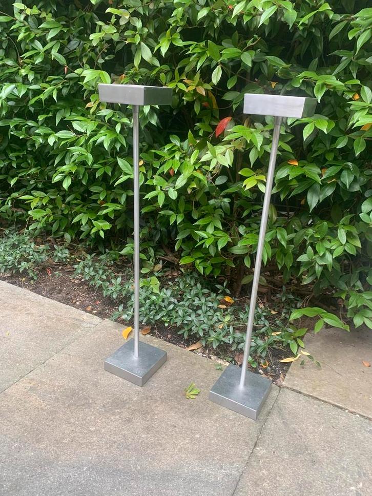 2 stuks (set) 4 mm massief aluminium, 73 cm speaker stands, Audio, Tv en Foto, Luidsprekers, Zo goed als nieuw, Front, Rear of Stereo speakers