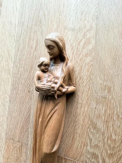 Houten Maria beeld + kindje Jezus. Prachtig gezicht., Antiek en Kunst, Antiek | Religie, Ophalen of Verzenden