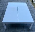 Witte metalen verstelbare lage tuintafel 100x150x43/56cm, Tuin en Terras, Tuintafels, Ophalen, Zo goed als nieuw, Rechthoekig