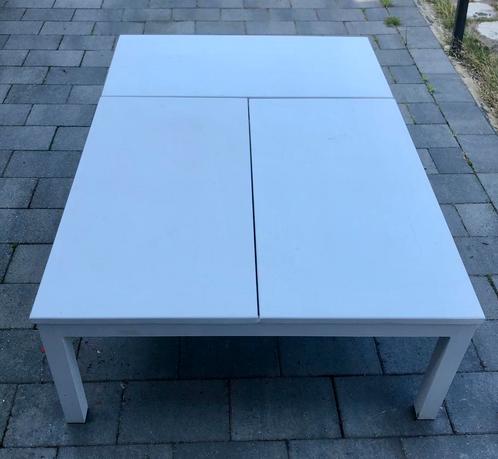 Witte metalen verstelbare lage tuintafel 100x150x43/56cm, Tuin en Terras, Tuintafels, Zo goed als nieuw, Rechthoekig, Metaal, Ophalen