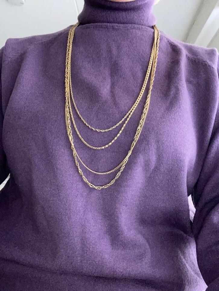 Ketting doublé 4 delig in een, en zilveren ketting., Sieraden, Tassen en Uiterlijk, Kettingen, Zo goed als nieuw, Overige materialen
