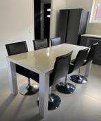 Te Koop: 6 Eettafel stoelen, Ophalen, Zwart, Leer, Zo goed als nieuw