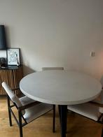 Beton look eettafel met stoelen, Ophalen, 100 tot 150 cm, Rond, Zo goed als nieuw