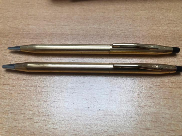 Prachtige set Rolled/Filled Gold pennen van Cross, Verzamelen, Pennenverzamelingen, Zo goed als nieuw, Balpen, Cross, Ophalen of Verzenden