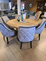 VOORRAAD 6 Landelijke Eetkamerstoelen Samantha Taupe (1), Nieuw, Ophalen of Verzenden, Landelijke eetkamerstoelen luxe velours fluweel stof taupe
