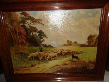 Prachtig gesigneerd schilderij(19e eeuw)met mooi eiken kader beschikbaar voor biedingen