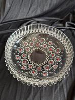Vintage Walther Glass schaal met bloemmotief, Ophalen of Verzenden