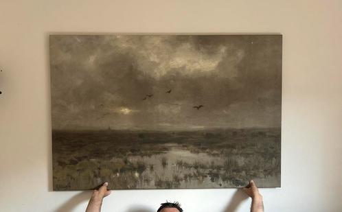 Prachtig kanvas – Landschap met vogels – 100x150 cm, Antiek en Kunst, Kunst | Schilderijen | Abstract, Ophalen of Verzenden