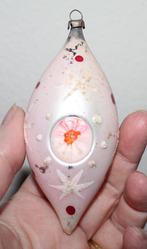 Antieke roze Kerstbal met deukjes  pegelvormig, Ophalen of Verzenden, Gebruikt