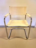 YV3038 Vintage Tubular Frame Leather Retro Chair Stoel x 4, Ophalen, Gebruikt, Wit, Vier