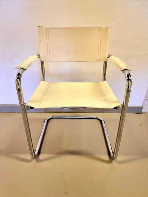 YV3038 Vintage Tubular Frame Leather Retro Chair Stoel x 4, Huis en Inrichting, Stoelen, Gebruikt, Vier, Metaal, Overige materialen