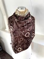 vintage bruine nieuwe sjaal shawl dessin CHCS 90 x 90 cm, Kleding | Dames, Ophalen of Verzenden, Nieuw, Sjaal