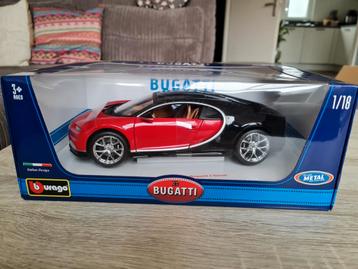 Bugatti Chiron  rood / zwart 1:18 ( Bburago)