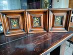 Set van 3 vintage mini schilderijtjes bloemenvazen, Minder dan 50 cm, Ophalen of Verzenden, Zo goed als nieuw, Minder dan 50 cm