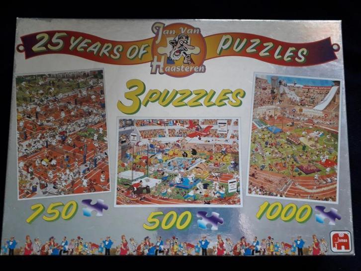 Jan van Haasteren - 25 YEARS JAN VAN HAASTEREN 3 IN 1, Hobby en Vrije tijd, Denksport en Puzzels, Gebruikt, Legpuzzel, 500 t/m 1500 stukjes