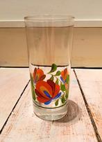 Frisdrank glas bloemen Vintage Retro, Frisdrankglas, Ophalen of Verzenden, Zo goed als nieuw