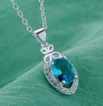 Licht blauwe zirkoon 925 zilveren kettinghanger, Overige voorstellingen, Nieuw, Ophalen of Verzenden, Met edelsteen