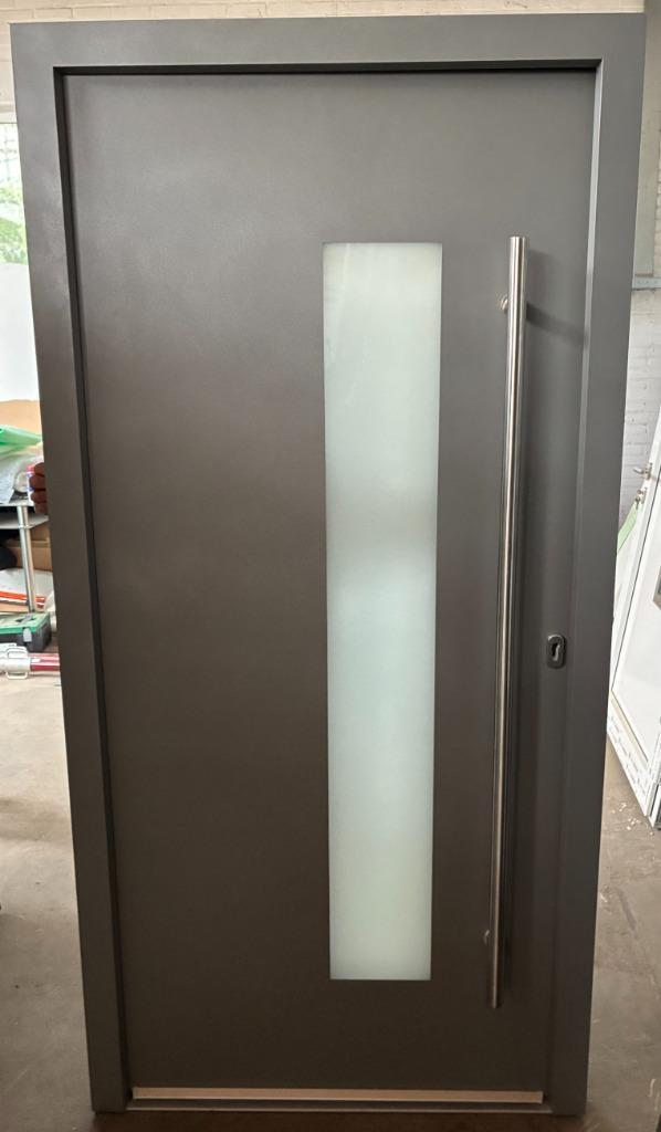 Aluminium kunststof voordeur 100 x 202 cm Rechts grijs 9007, Doe-het-zelf en Verbouw, Deuren en Horren, Nieuw, Buitendeur, 200 tot 215 cm