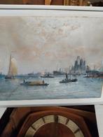 het IJ v Amsterdam, aquarel nr v Dommelshuizen, Antiek en Kunst, Kunst | Schilderijen | Klassiek, Ophalen of Verzenden