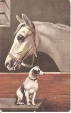 Ansichtkaart, Alfred Schönian, paard met hond in stal. 1908, Verzamelen, Ansichtkaarten | Themakaarten, Gelopen, Overige thema's