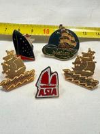 Vintage scheepvaart speldjes collectie Asia SS France Porto, Ophalen of Verzenden, Gebruikt, Transport, Speldje of Pin