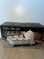 8 pcs Thee set wit/goud (ONGEOPEND IN DOOS), Verzenden, Zo goed als nieuw