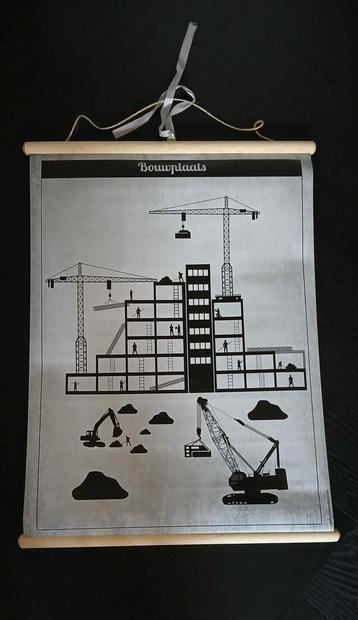 Schoolplaat Bouwplaats / Werktuigen beschikbaar voor biedingen