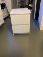 Nachtkastje Ikea Malm, 1 of 2 stuks. Wit., Huis en Inrichting, Kasten | Ladekasten, Ophalen, Minder dan 50 cm, 1 of 2 laden, Zo goed als nieuw