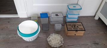 Kunstof/plastic bakjes, kommen, theedoos en siliconen deksel beschikbaar voor biedingen