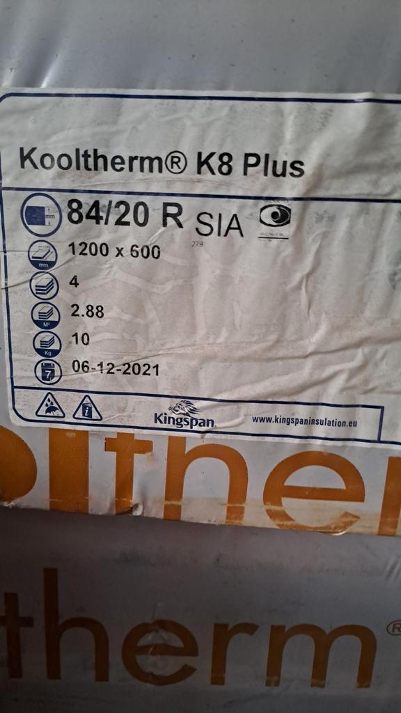 Kingspan Kooltherm K8 Plus Isolatie, Doe-het-zelf en Verbouw, Isolatie en Afdichting, Zo goed als nieuw, Vloerisolatie, Muurisolatie