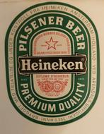 Bier etiket Heineken premium buitenland opgeplakt  oud, Verzamelen, Biermerken, Nieuw, Heineken, Ophalen of Verzenden
