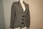 Moq vintage jasje fijn zwart wit pepita ruitje grote knopen, Maat 38/40 (M), Verzenden, Zwart, Moq