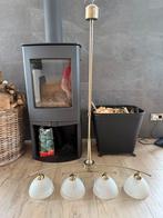 Hanglamp messing mer glazen kapjes in gave staat, Ophalen of Verzenden, Zo goed als nieuw, Minder dan 100 cm