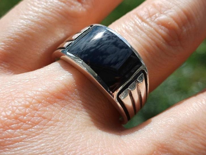 Vanoli 925 zilveren heren ring met onyx maat 21, Sieraden, Tassen en Uiterlijk, Ringen, Nieuw, Heer, 19 tot 20, Zwart, Zilver
