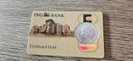 Zilveren coincard ING Bank met gulden 1929 Relatie geschenk, 1 gulden, Zilver, Ophalen of Verzenden, Koningin Wilhelmina