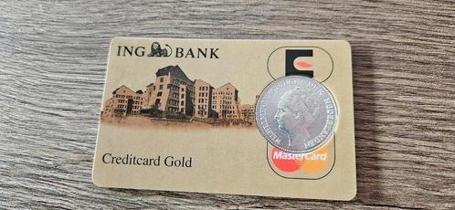 Zilveren coincard ING Bank met gulden 1929 Relatie geschenk, Postzegels en Munten, Munten | Nederland, Losse munt, 1 gulden, Koningin Wilhelmina