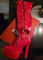 Rode overknee laklaarzen met plateau maat 37, Verzenden, Nieuw, Rood