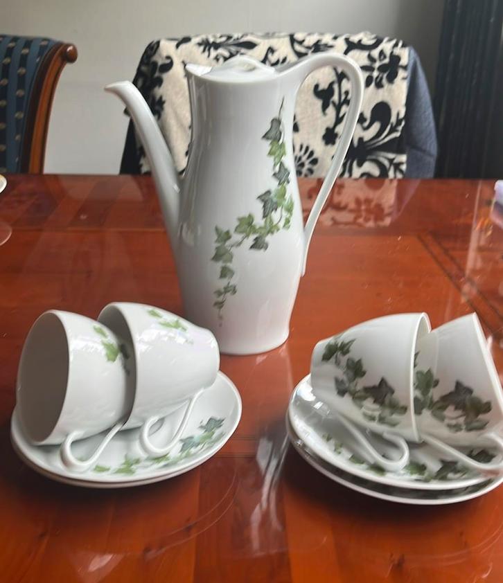 10 delig koffie servies Eschenbach Larissa met klimop, Antiek en Kunst, Antiek | Servies compleet, Ophalen