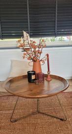 Mangohouten Bijzettafel/Salontafel met Design Poot, Huis en Inrichting, Tafels | Salontafels, Ophalen of Verzenden, Zo goed als nieuw